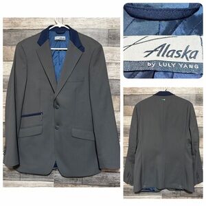 Alaska By Luly Yang Blazer Men’s 38 Gray Wool Blend Uniform Travel Suit Jacket